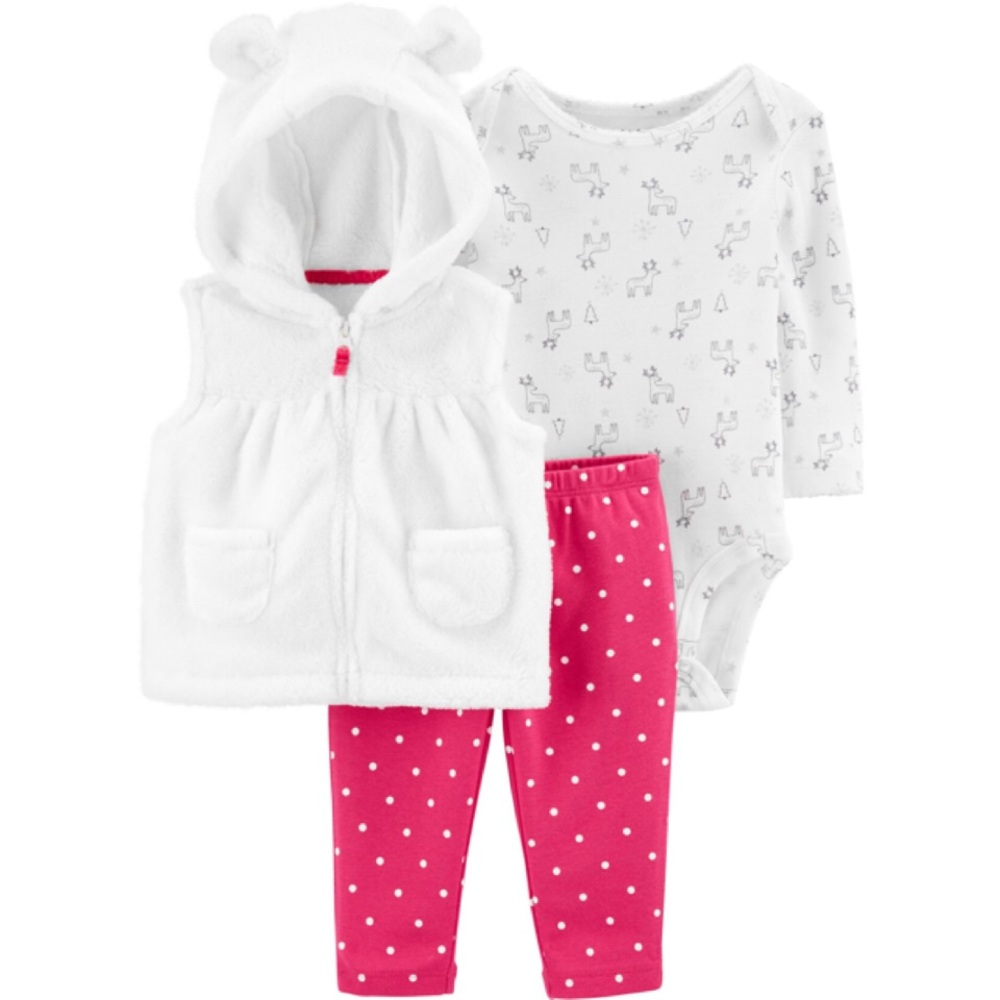 NWT Carter’s 3-Piece Reindeer Vest Set
